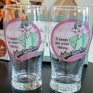 Hallmark Maxine's Place Drinking Glass Set - Pink and Clear